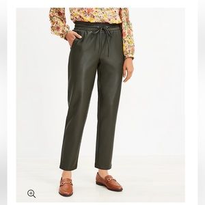 NWT: Loft - Pull on slim pants in black faux leather